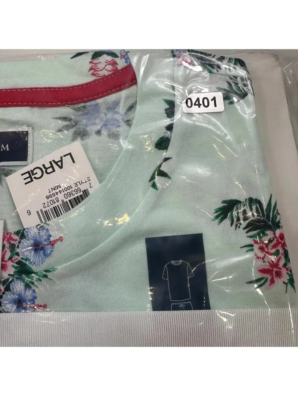 Club Room Men’s Floral Pajama Lounge Set Mint Green Shirt Shorts NWT Large